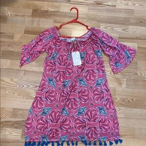 Simply Southern Pink and Blue Off-the-Shoulder Sundress